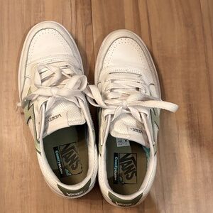 Vans White Sneakers with Olive Green Details